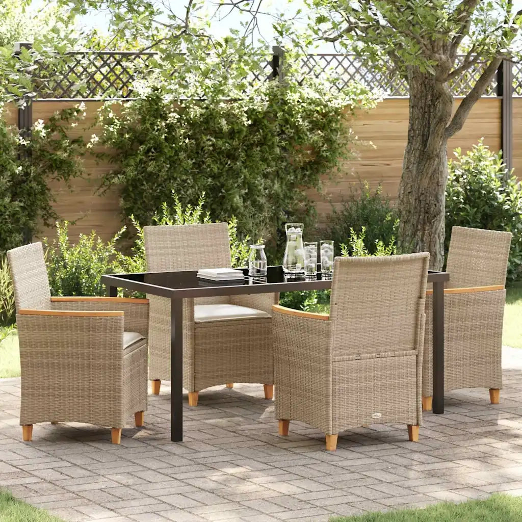 Set da Pranzo per Giardino 5 pcs Beige polyrattan