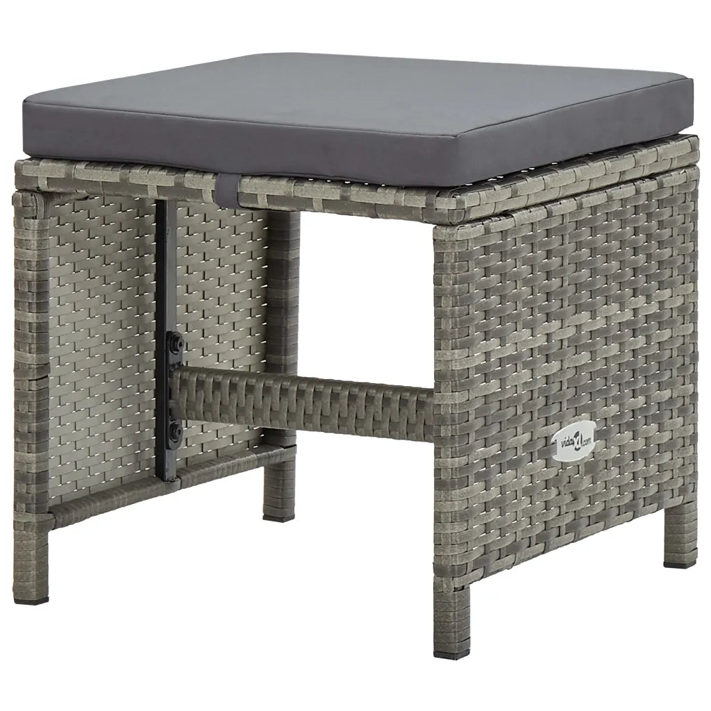 Set da Pranzo da Giardino 5 pz con Cuscini in Polyrattan Grigio 46535