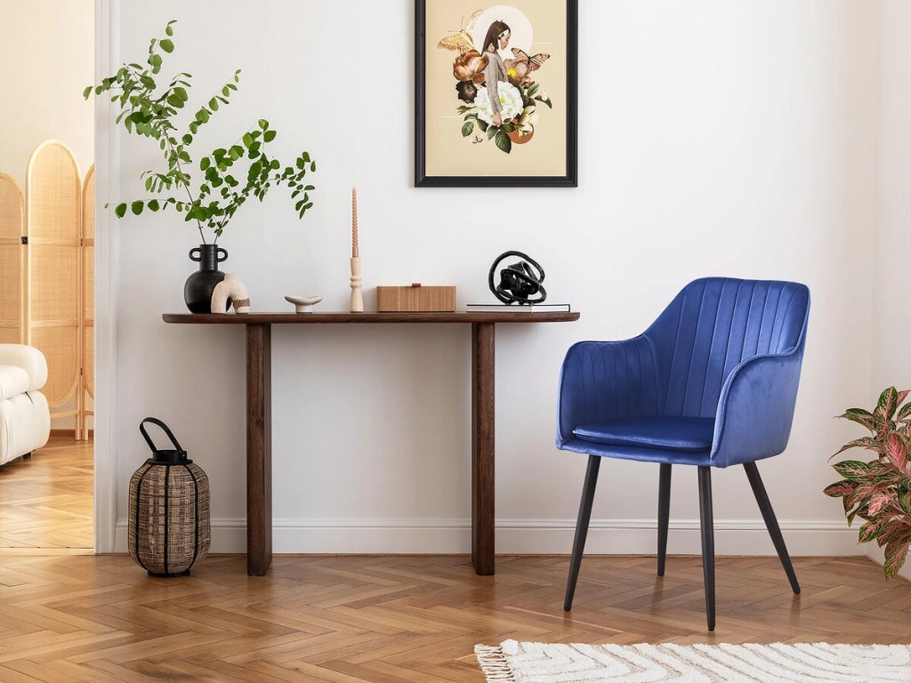 Set di 2 sedie in velluto con braccioli "Velma" - Blu