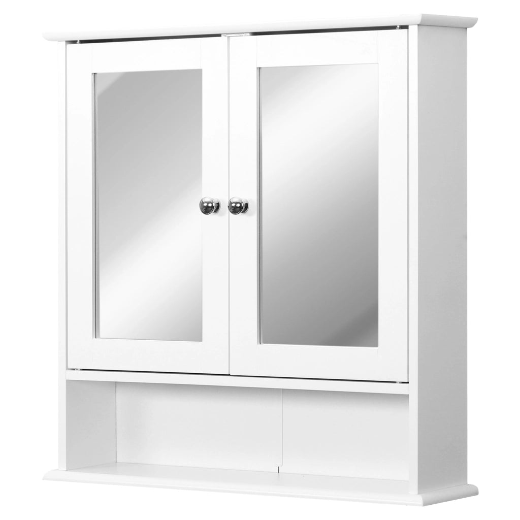 Armadietto Bagno con Specchio e 2 Ante ¨C Minimal ¨C Bianco 56x13x58cm