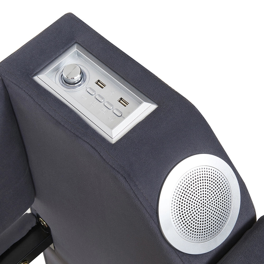 Divano letto - Xylo - 90x190 cm Bluetooth USB velluto grigio