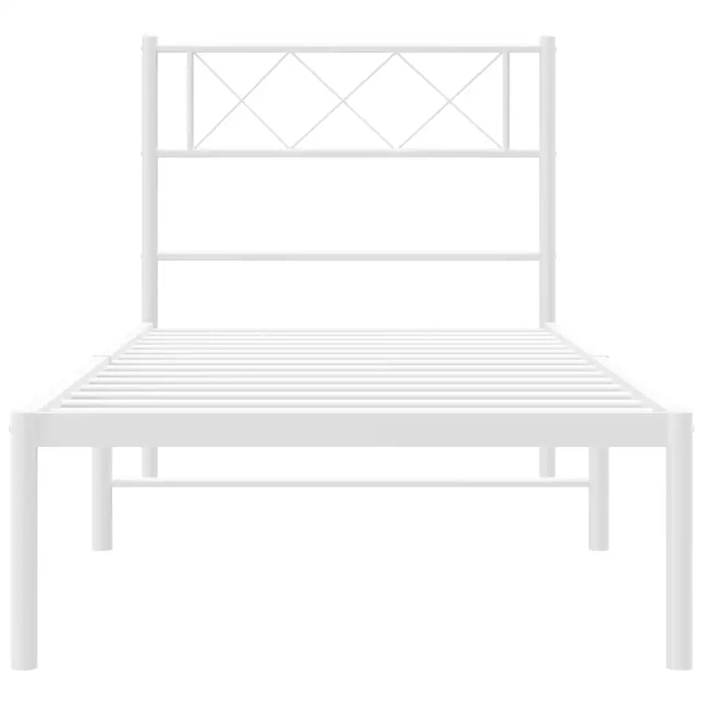 Giroletto con Testiera Metallo Bianco 100x190 cm 372320