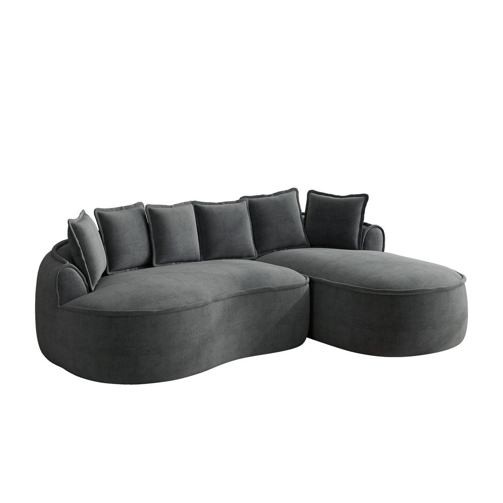 Divano Angolare Modulare Chaise Longue con Cuscini ¨C Xylo ¨C Chenille Grigio
