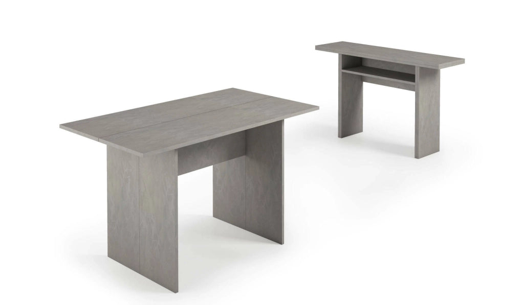 Consolle allungabile Agrippino, Tavolo da pranzo con apertura a libro, Consolle multiuso allungabile, 100% Made in Italy, 120x70h75 cm, Cemento
