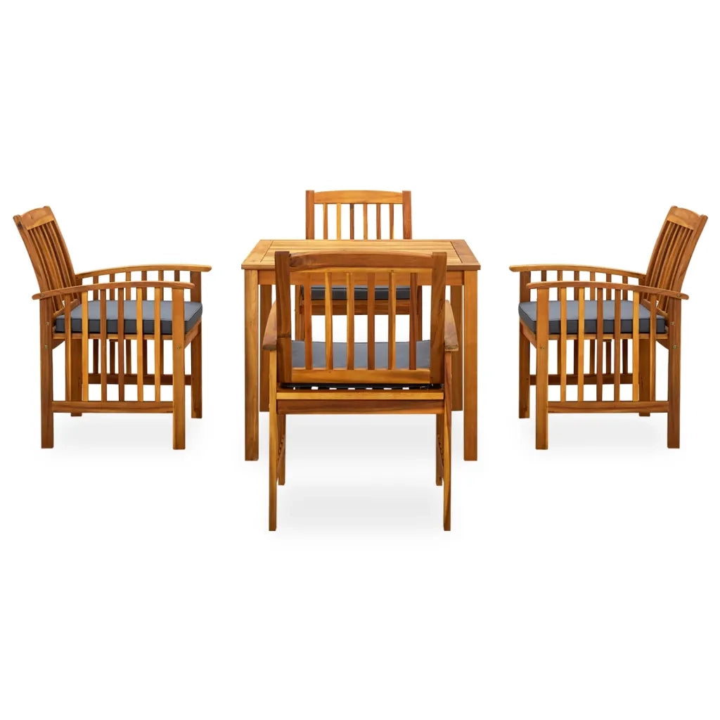 Set da Pranzo da Giardino 5 pz con Cuscini Massello di Acacia 3058085