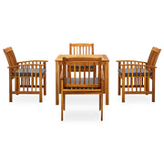 Set da Pranzo da Giardino 5 pz con Cuscini Massello di Acacia 3058085