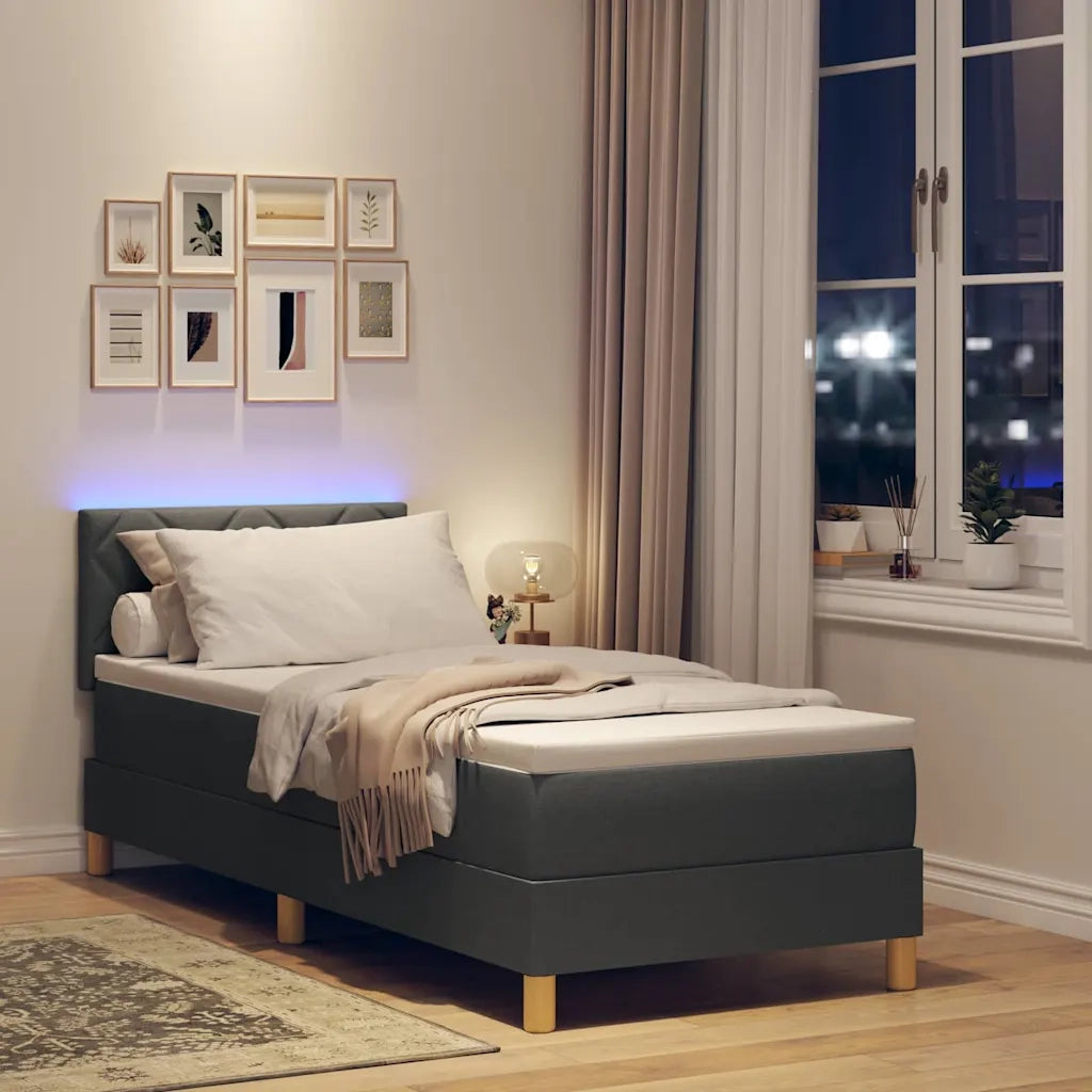 Letto a Sorgente LED Grigio scuro 80 x 200 cm Tessuto 3342472