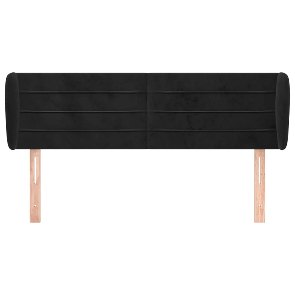 Testiera | Testata ad Orecchio Nera 147x23x78/88 cm in Velluto