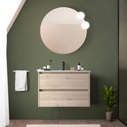 Mobile bagno sospeso 80 cm rovere bali con lavabo ad incasso Gaya