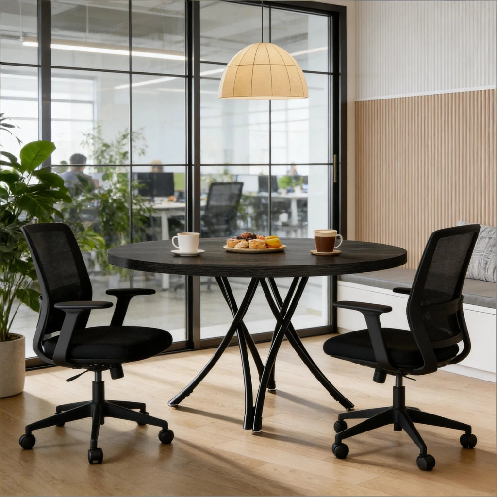 TAVOLO da pranzo rotondo 120 cm Nero Legno per 4-6 persone