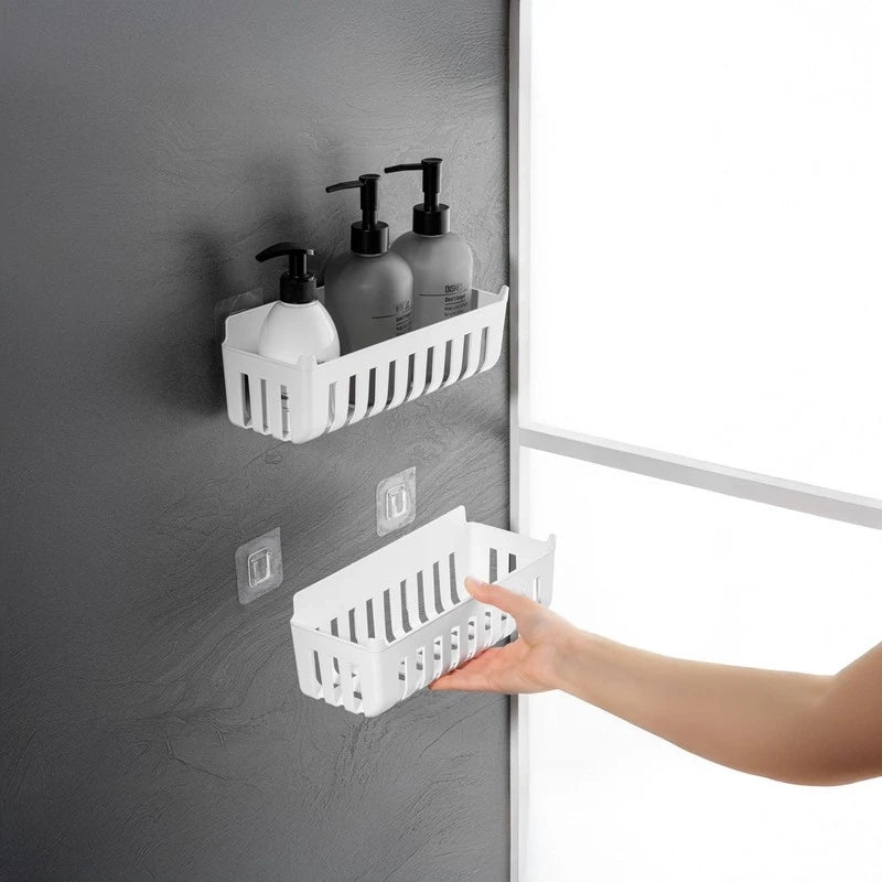 Coppia cestini doccia in termoplastica bianco incollaggio – Serie Jolly