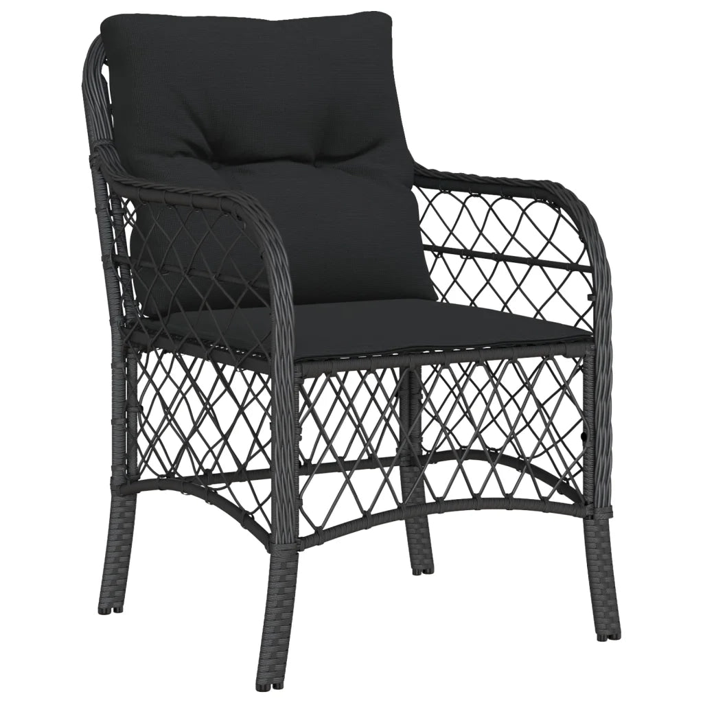 Set da Bistrò 3 pz con Cuscini Nero in Polyrattan