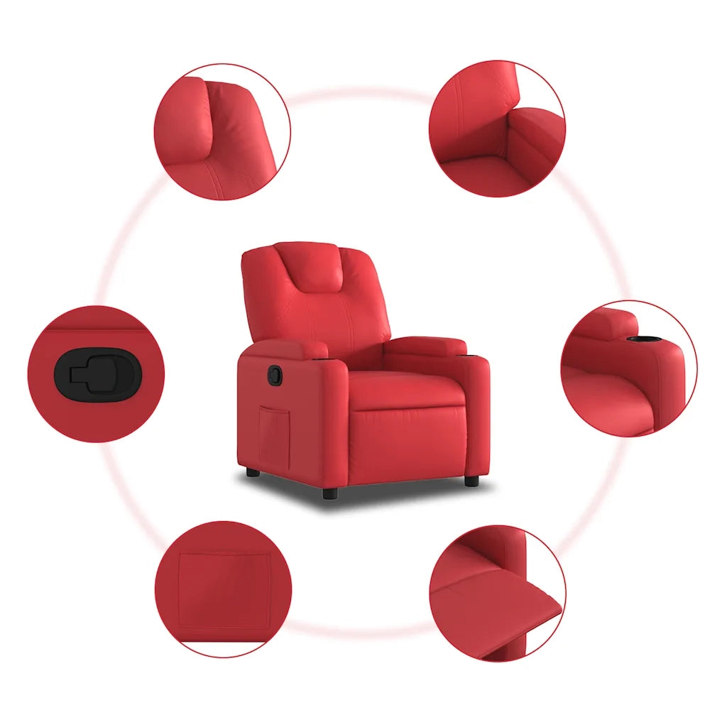Poltrona Reclinabile Rossa in Similpelle 372394