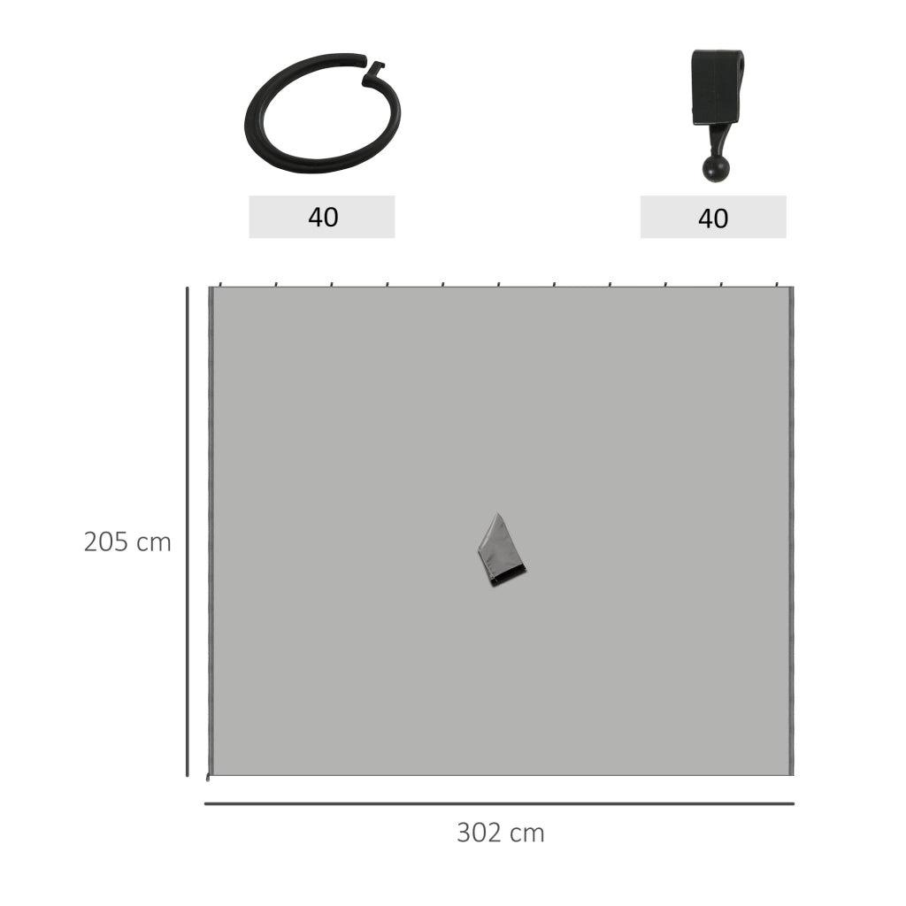 Pareti per Gazebo ¨C zephmum ¨C Grigio 302x205 cm