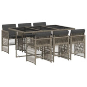 Set da Pranzo da Giardino 7 pz | Set Salotto da Giardino con Cuscini in Polyrattan Grigio