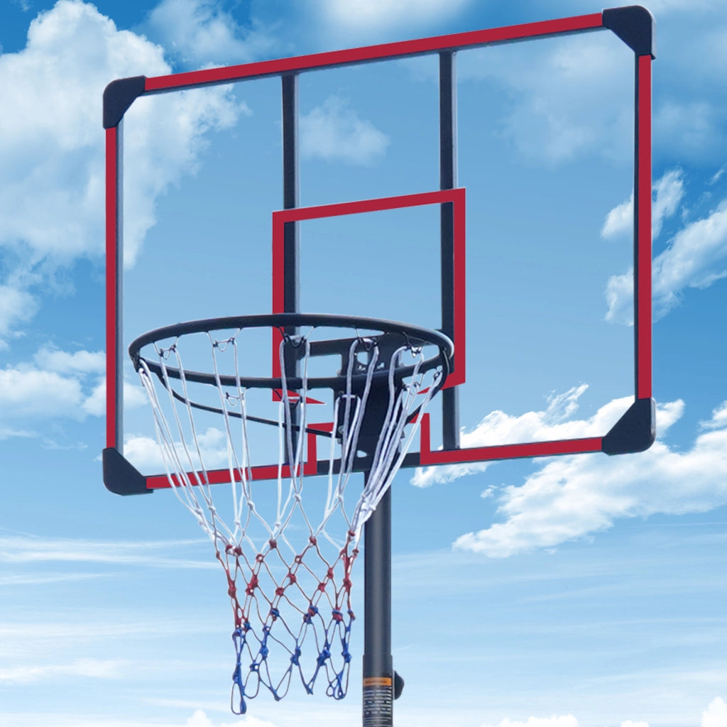 CANESTRO DA BASKET Regolabile in altezza 228,6-280,42 cm Nero/Rosso con ruote