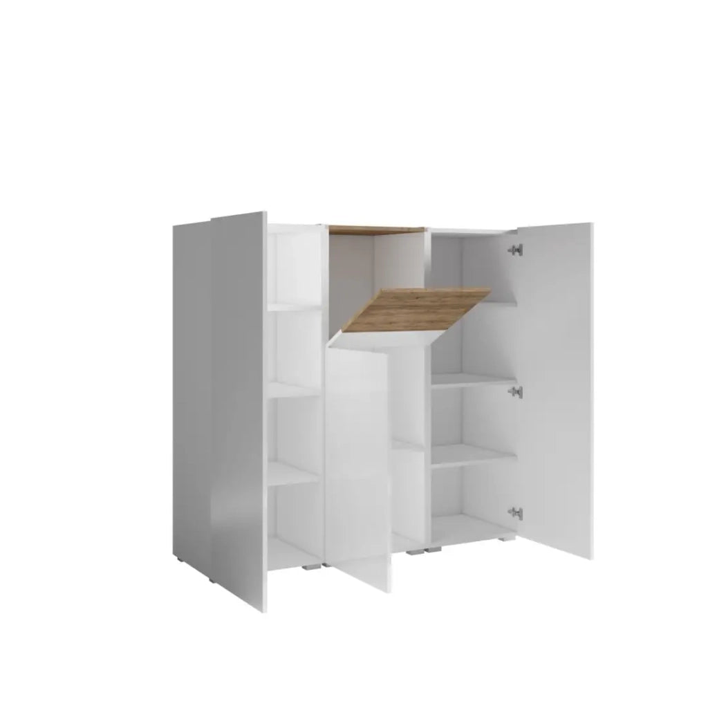 Buffet alto design RIGA bianco e rovere