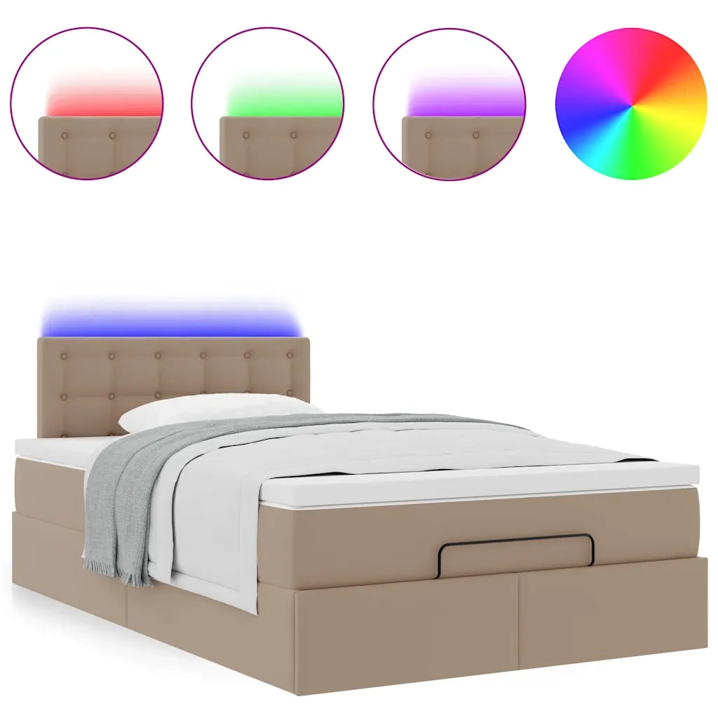 Pouf Letto con Materassi e LED Cappuccino 120x190 cm Similpelle 3312146
