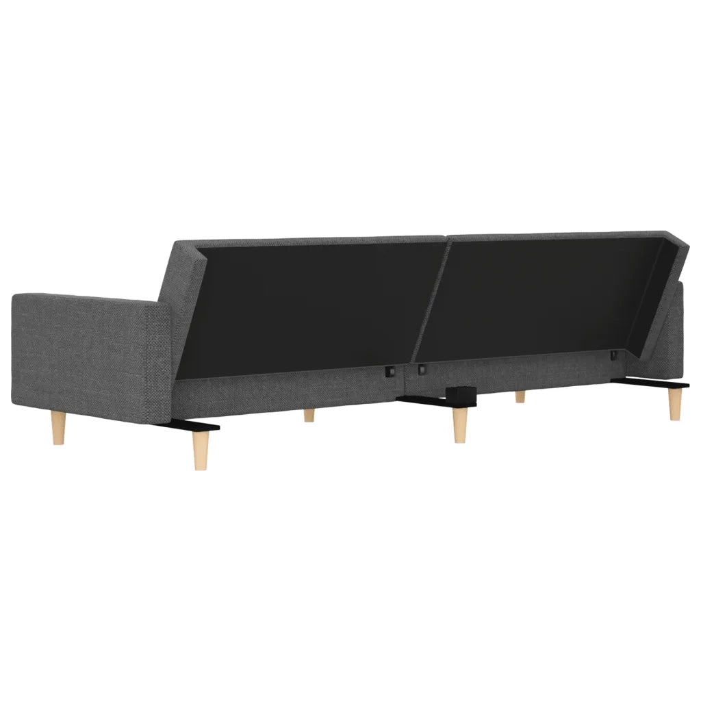 Divano Letto a 2 Posti con 2 Cuscini Grigio Chiaro in Tessuto 375799