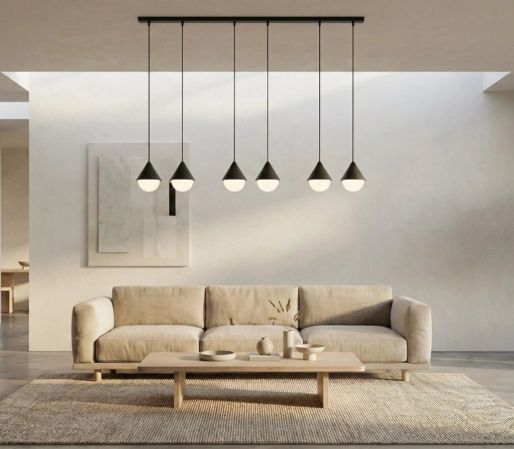 Lampada sospesa GIRO 6 luci G9 nero e bianco Emibig