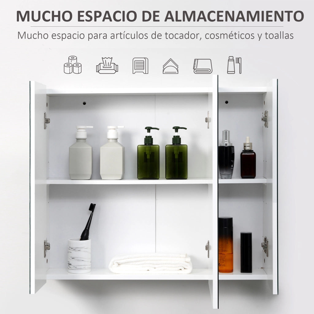 Mobile Bagno con Specchio e 3 Ante ¨C Minimal ¨C Bianco 70x15x60cm