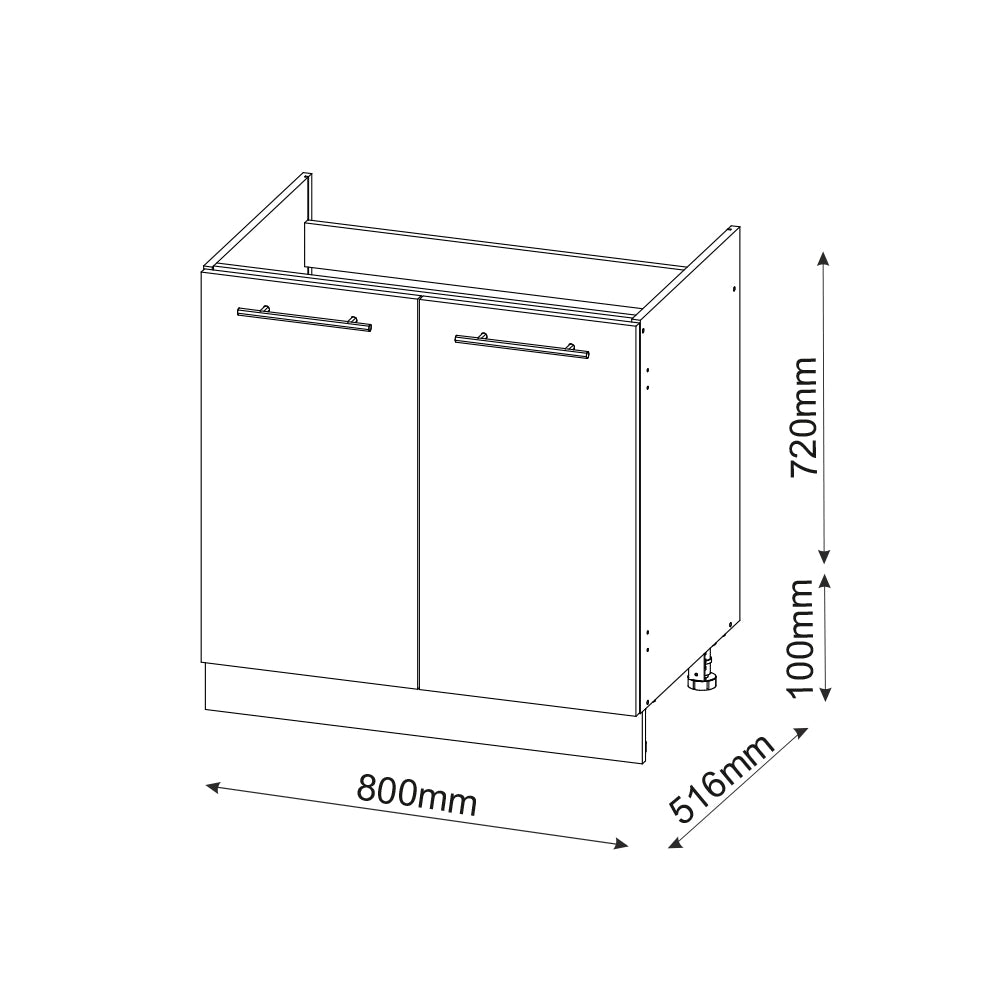 Mobile lavello cucina Fame-Line Bianco lucido/Bianco 80 cm, PL Antracite Vicco