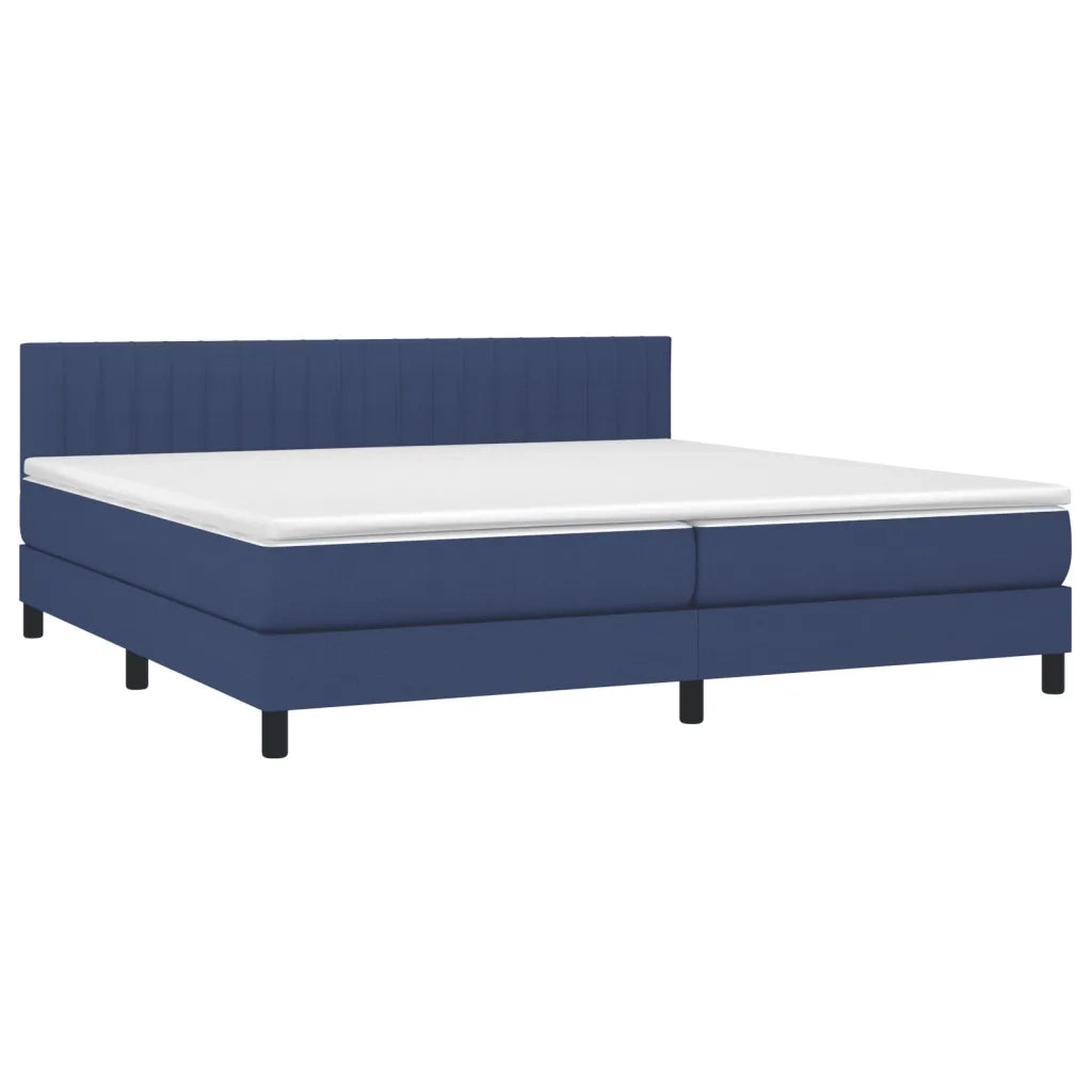 Letto a Molle Materasso e LED Blu 200x200cm in Tessuto 3133347