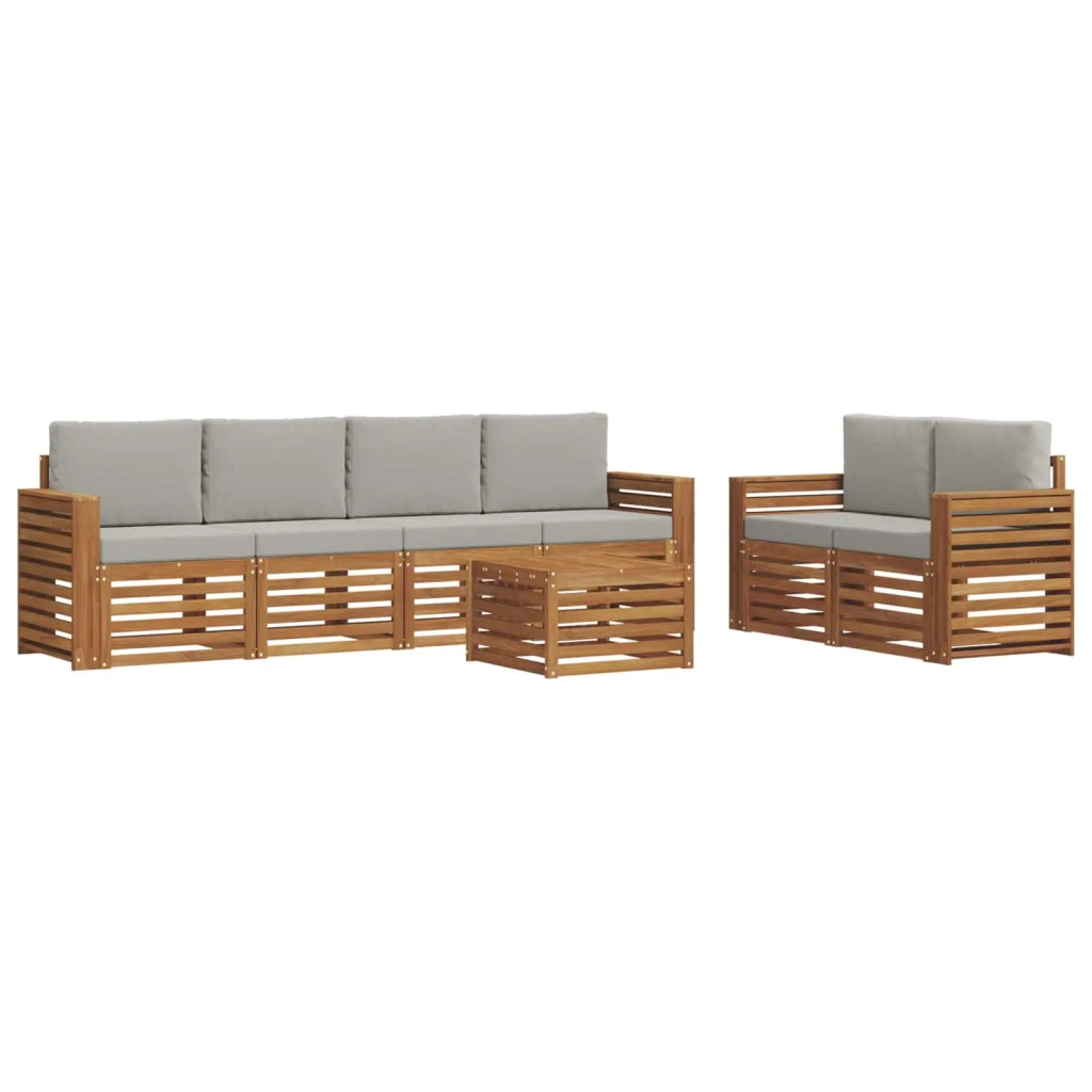 Set di divani da esterno 7 pcs Grigio Naturale e Chiaro 3374416