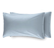 Coppia 2 Federe Cuscino Letto 100% Cotone Tinta Unita Sfoderabile Bottoni Laterali - Federe - Azzurro