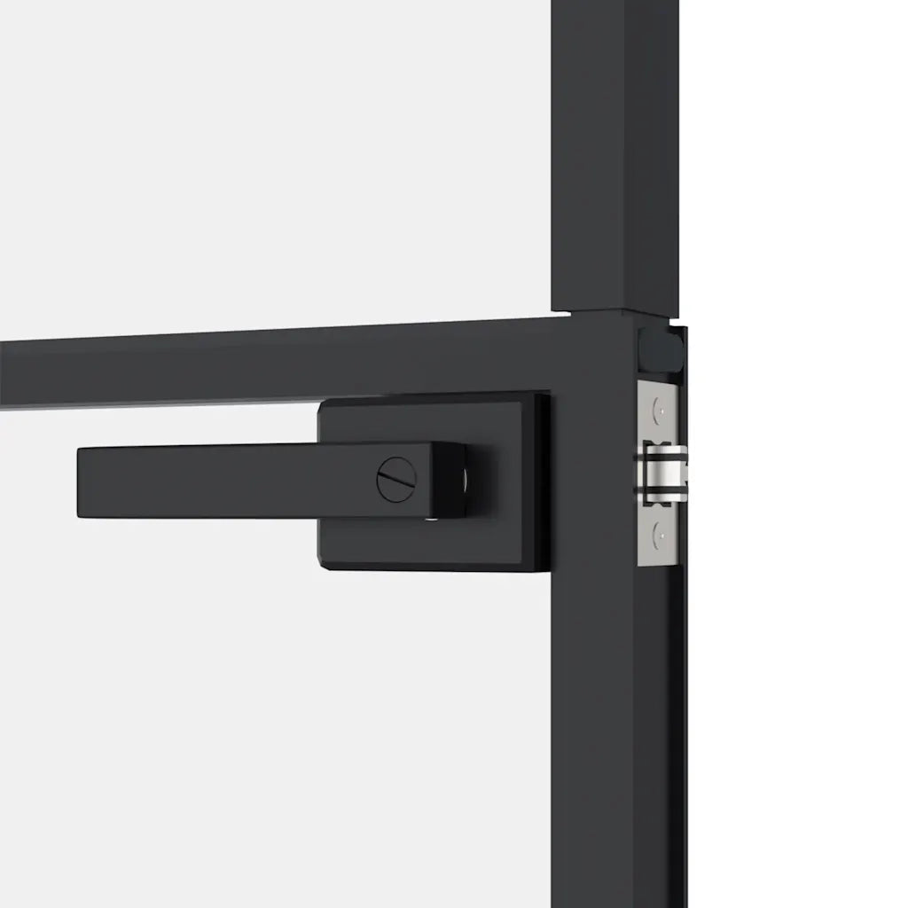 Porta Interna Nera 83x201,5cm Vetro Temperato Alluminio Sottile 153663