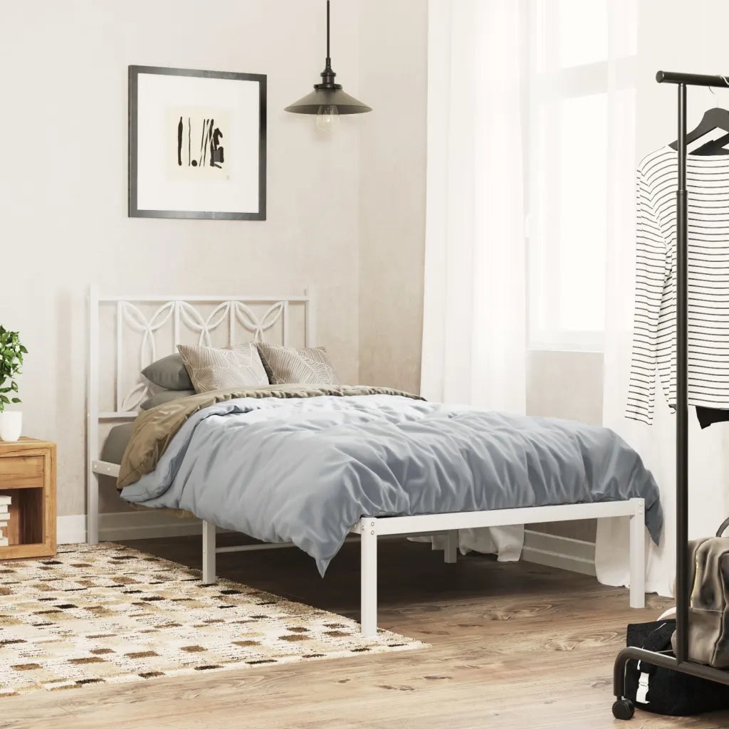 Giroletto senza Materaso con Testiera Metallo Bianco 75x190 cm 376167