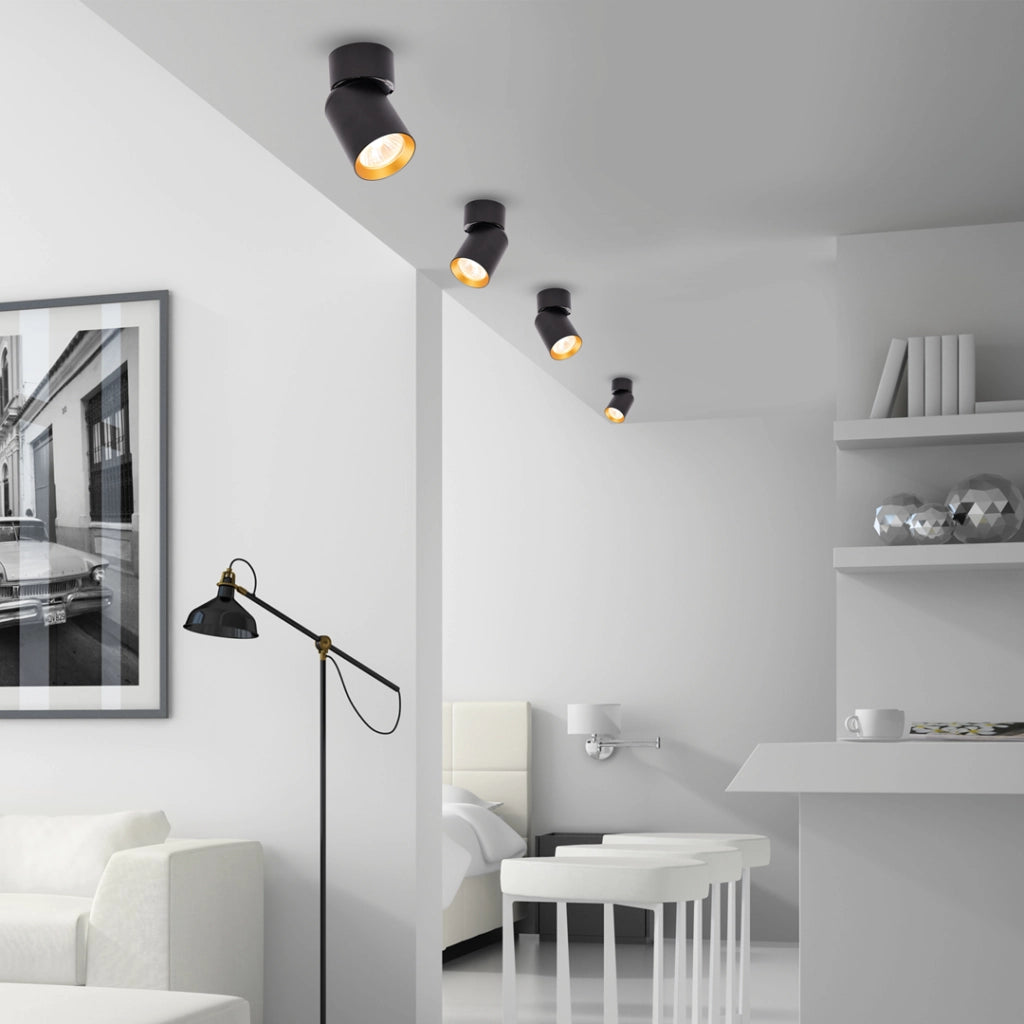 Spot da soffitto orientabile nero oro GU10 10W Andy
