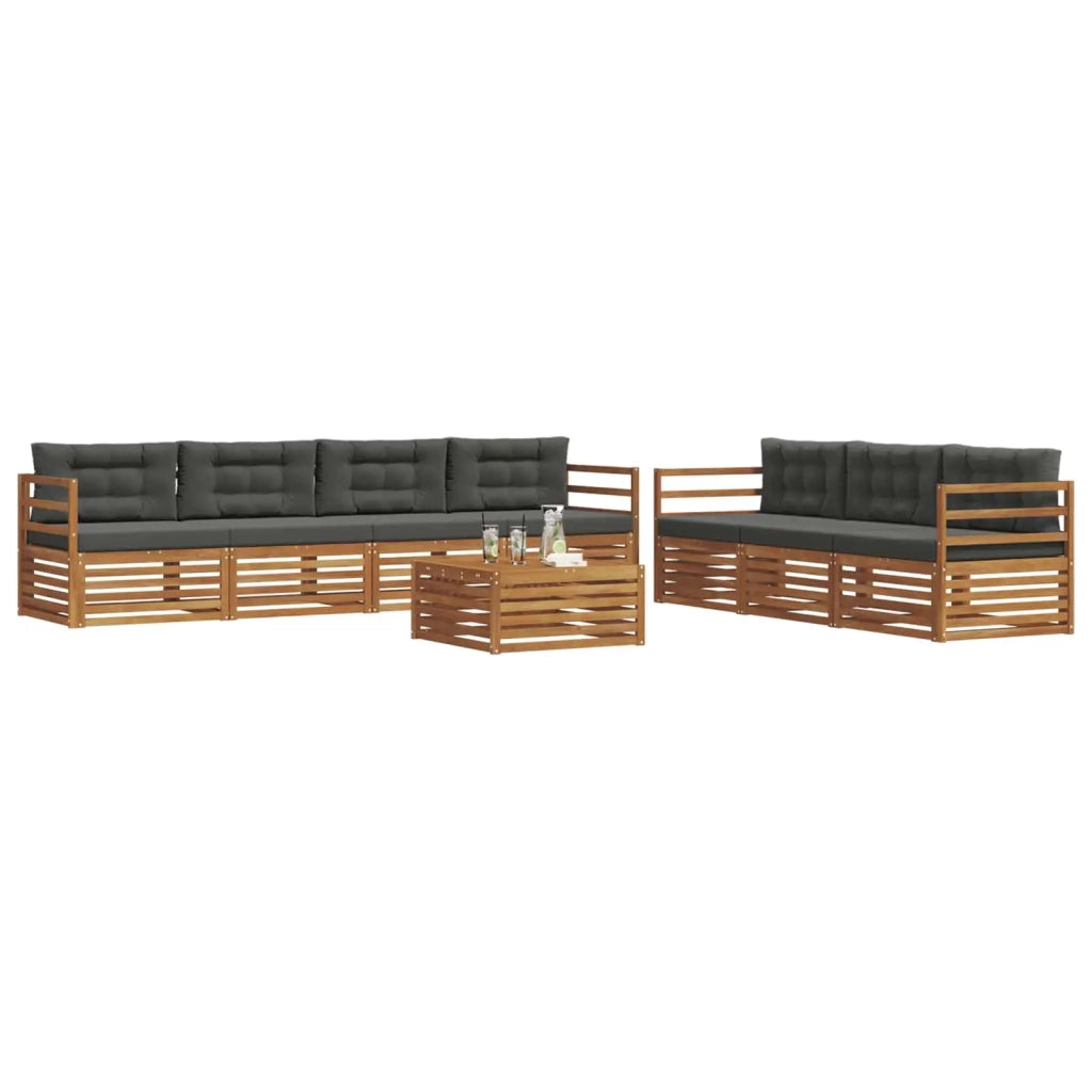 Set di divani da esterno con cuscino 8 pcs Naturale e Antracite 3373122
