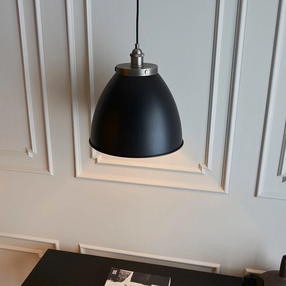 Lampada a sospensione industriale Ø34 nero opaco E27