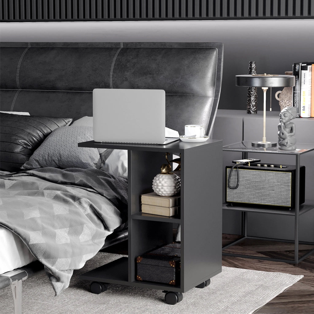 Tavolino con ruote e scaffali aperti ¨C Minimal ¨C Nero 45x35x58 cm