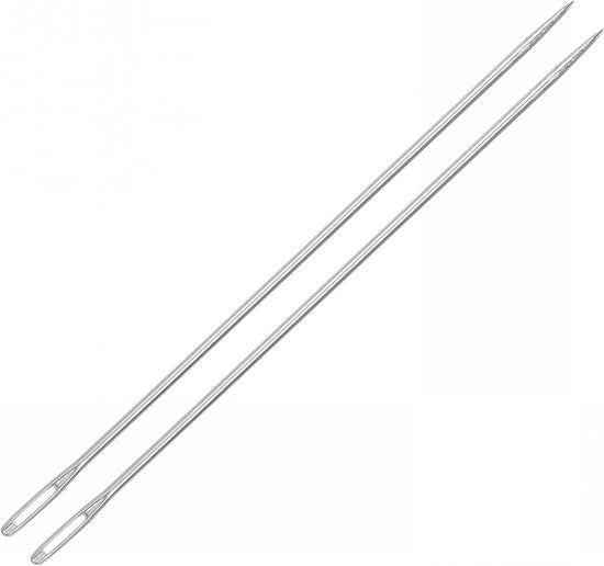 Naaldi per ricamo - Manufatti DIY Filo - 40 pezzi - Acciaio inossidabile - Forma retta - Grande occhio - Lunghe naaldi - Adatti per perle - 15 cm di lunghezza