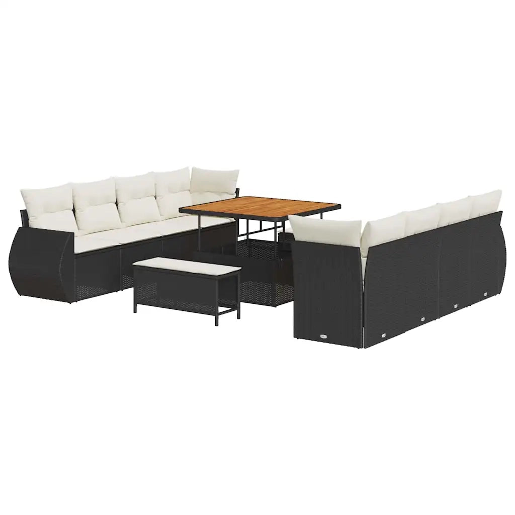 Set Divano da Giardino 11 pcs Nero Poly Rattan 3363805