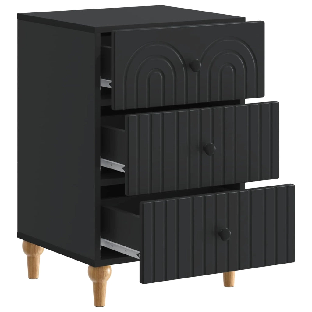 Comodino | Armadio da Notte | Mobiletto da notte Nero 43x 41 x 66,5 cm Legno ingegnerizzato