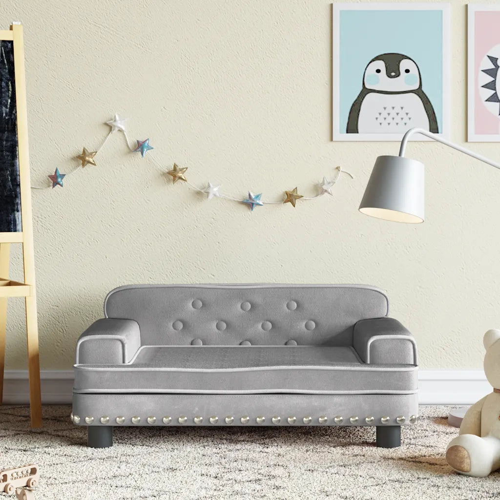 Divano per Bambini-Sofa-Divanetto Grigio Chiaro 70x45x30 cm in Velluto