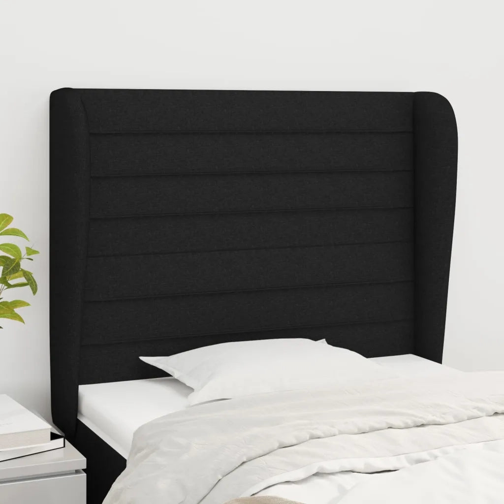 Testiera | Testata ad Orecchio Nera 103x23x118/128 cm in Tessuto