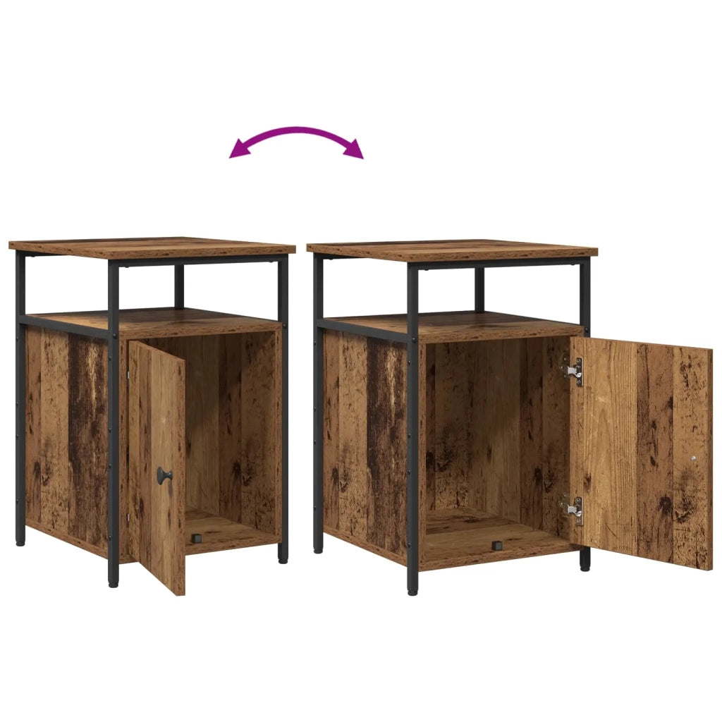 Comodino | Armadio da Notte | Mobiletto da notte con cassetto Legno antico Legno multistrato