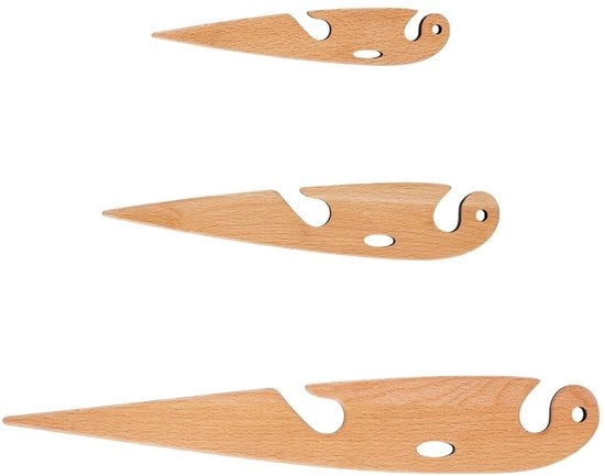 Tre pezzi di Shuttle per tessitura in legno di betulla