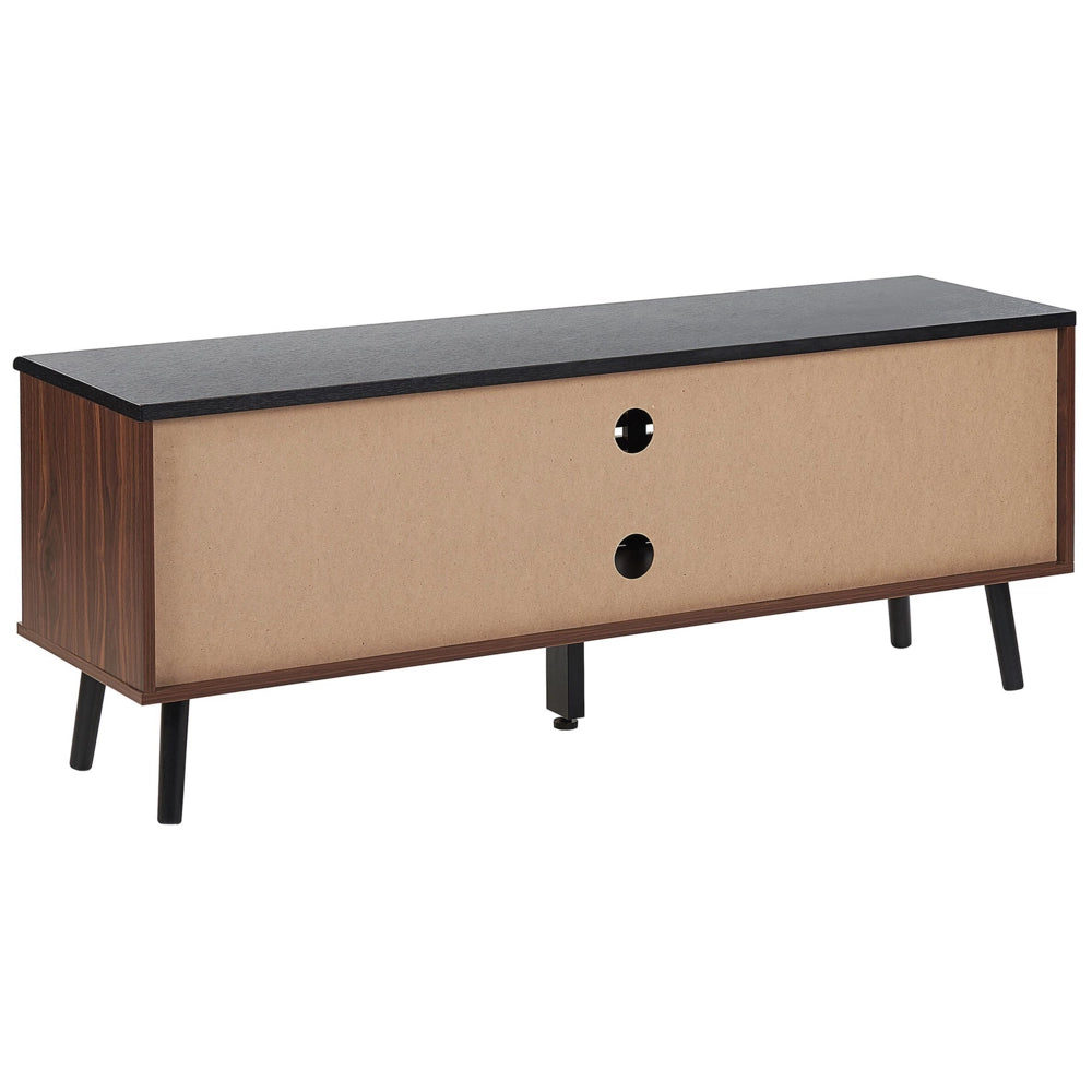 Mobile TV con finitura in legno scuro fino a 63ʺ Mobile TV con ante scorrevoli a doghe