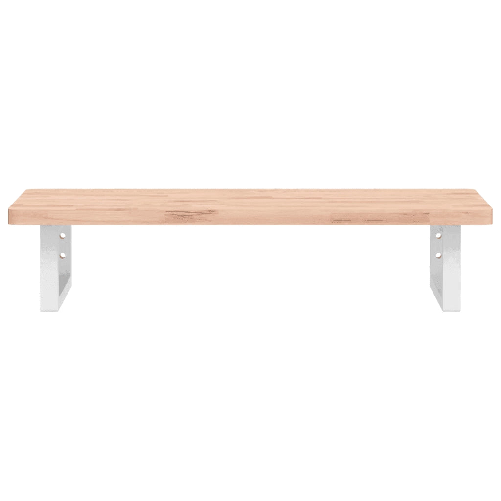 Ripiano a Parete per Lavabo in Acciaio e Massello di Faggio 3302352
