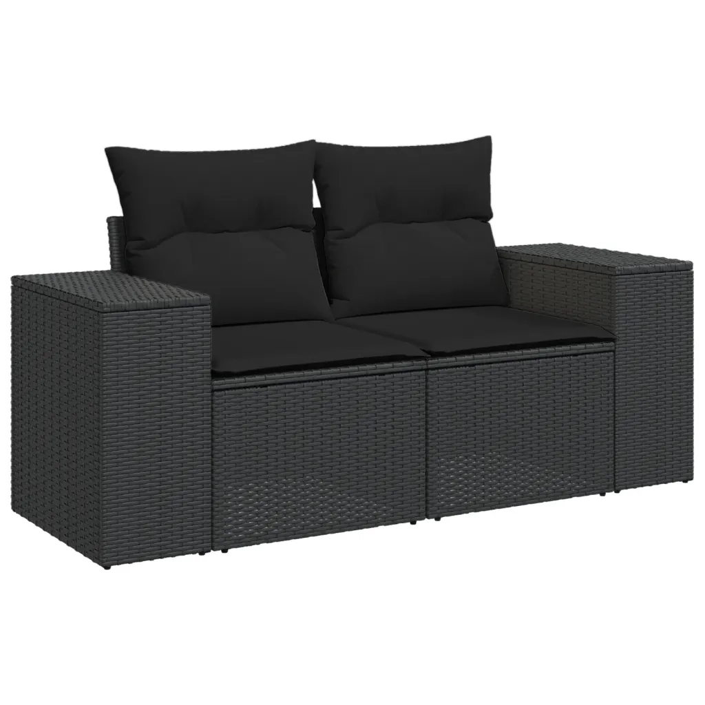 Set Divani da Giardino 11 pz con Cuscini in Polyrattan Nero 3225628