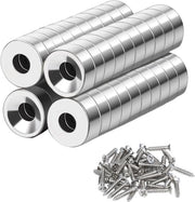 Magnetodi neodimio, extra potente, 40 pezzi, rotondo, argento, per lavagne magnetiche, frigoriferi e cucine