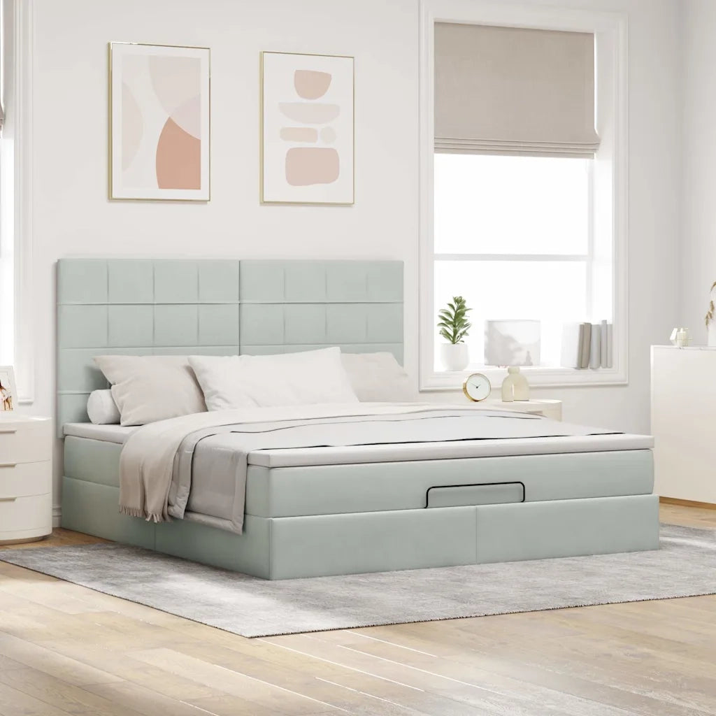 Struttura Letto Pouf con Materassi 160x200 cm in Velluto 3314330