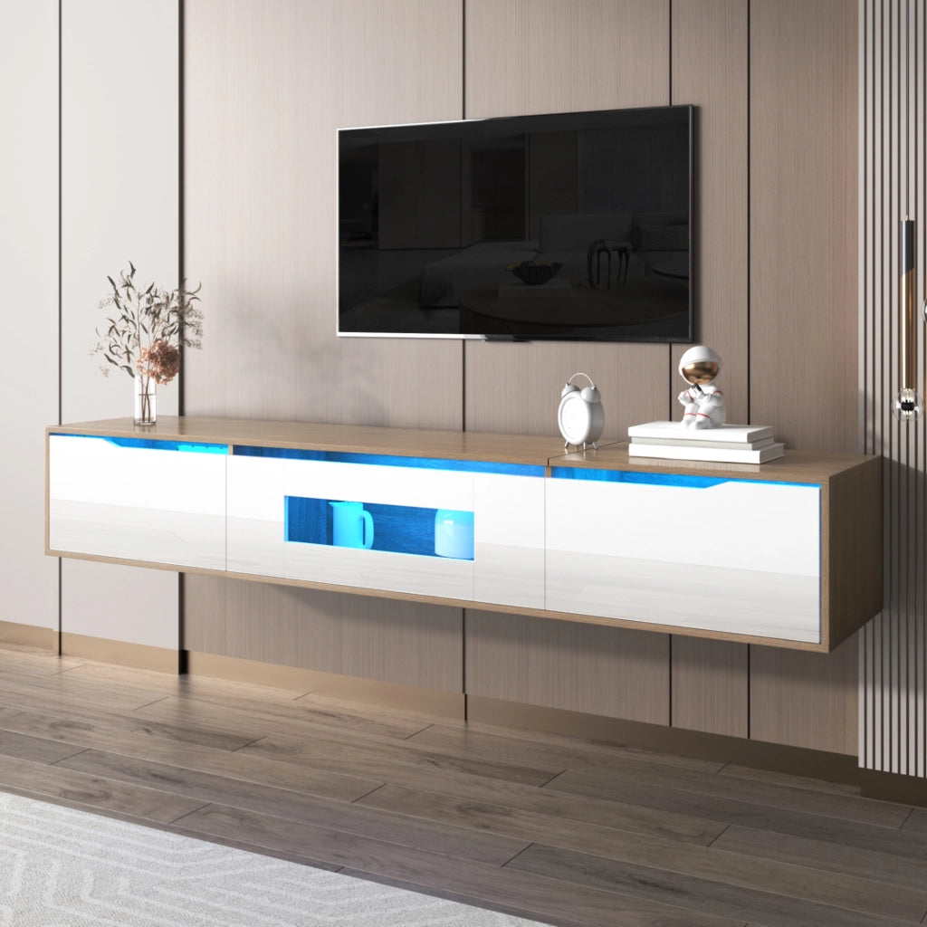 Cassettiera per TV bianca lucida in truciolare lunghezza 180 cm