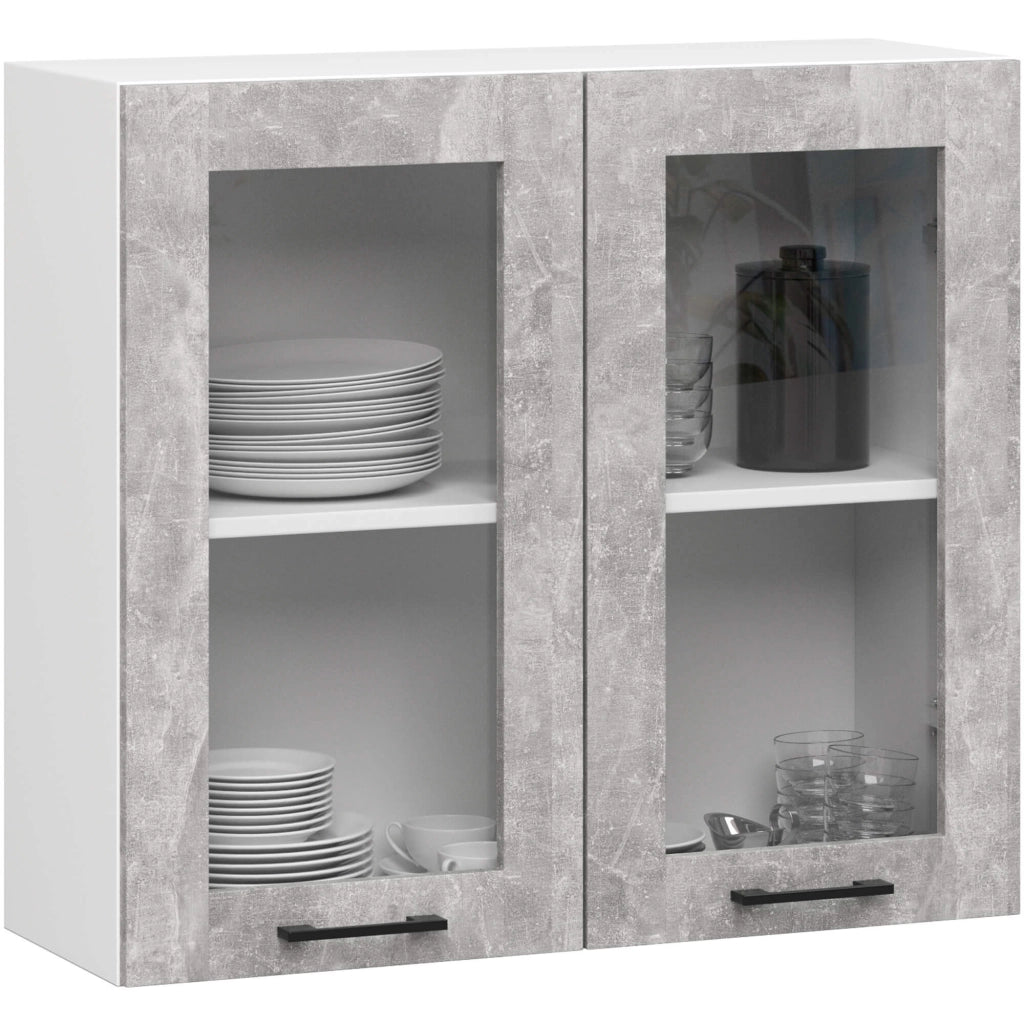 AKORD Set di Mobili da Cucina OLIWIA 180 cm Cemento 180 cm 7 porte 1 cassetto 180x46x203 cm