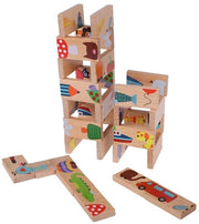 Set di blocchi da costruzione in legno 28 pezzi - Educativo e divertente - Sicuro e non tossico - Coordinazione occhi-manina - Capacità di risoluzione di problemi